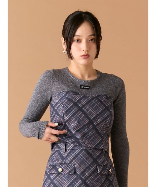LILY BROWN（リリーブラウン）の「ウーリーチェックプリントビスチェ（その他トップス・レディース・グレイッシュベージュ/ネイビー/イエロー・1/0）」の16枚目の写真