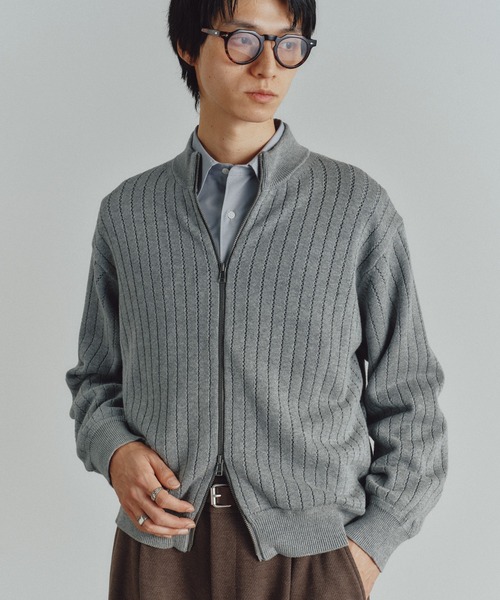トップス WYM WIDE RIB SHORT NECK ZIP KNIT WYM LIDNM セーター ニット WIDE RIB SHORT NECK ZIP KNIT メンズ
