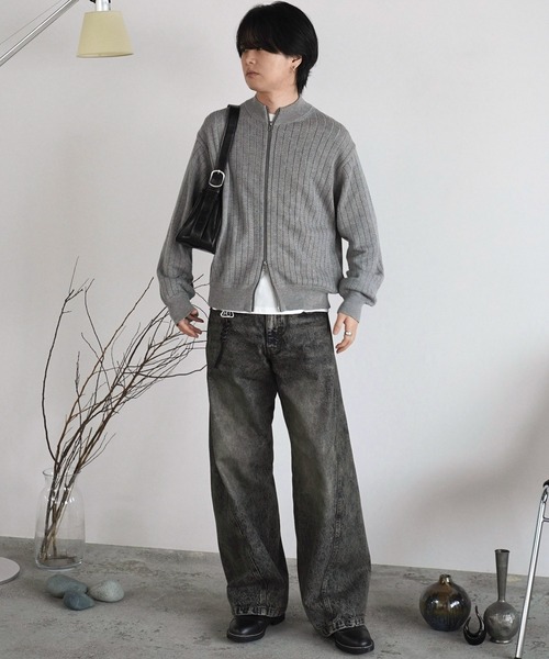 WIDE RIB SHORT NECK ZIP KNIT（ニット/セーター）｜WYM LIDNM（ウィム