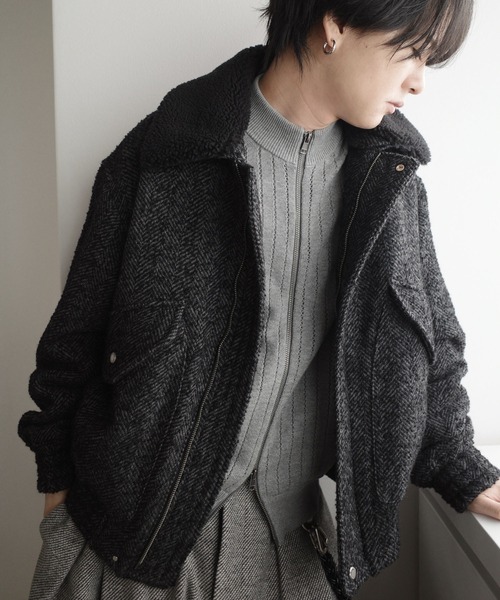 WIDE RIB SHORT NECK ZIP KNIT（ニット/セーター）｜WYM LIDNM（ウィム