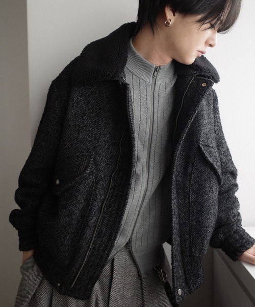 WIDE RIB SHORT NECK ZIP KNIT（ニット/セーター）｜WYM LIDNM（ウィム