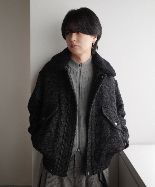 WYM LIDNM(ウィム バイ リドム)の「WIDE RIB SHORT NECK ZIP KNIT(ニット/セーター・メンズ・ライトグレー/ダークブラウン/ブラック・S/M/L)」の5枚目の写真
