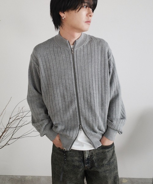 WYM LIDNM（ウィム バイ リドム）の「WIDE RIB SHORT NECK ZIP KNIT