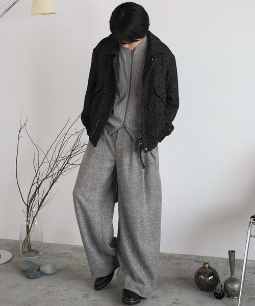 WYM LIDNM（ウィム バイ リドム）の「WIDE RIB SHORT NECK ZIP KNIT