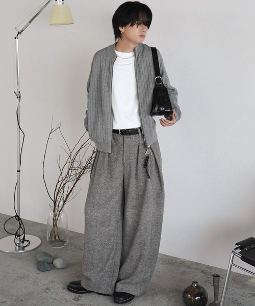 WYM LIDNM(ウィム バイ リドム)の「WIDE RIB SHORT NECK ZIP KNIT(ニット/セーター・メンズ・ライトグレー/ダークブラウン/ブラック・S/M/L)」の10枚目の写真