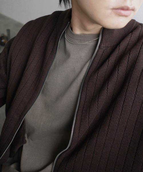 WYM LIDNM(ウィム バイ リドム)の「WIDE RIB SHORT NECK ZIP KNIT(ニット/セーター・メンズ・ライトグレー/ダークブラウン/ブラック・S/M/L)」の13枚目の写真