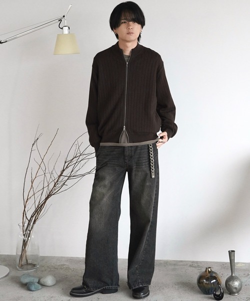 WYM LIDNM（ウィム バイ リドム）の「WIDE RIB SHORT NECK ZIP KNIT