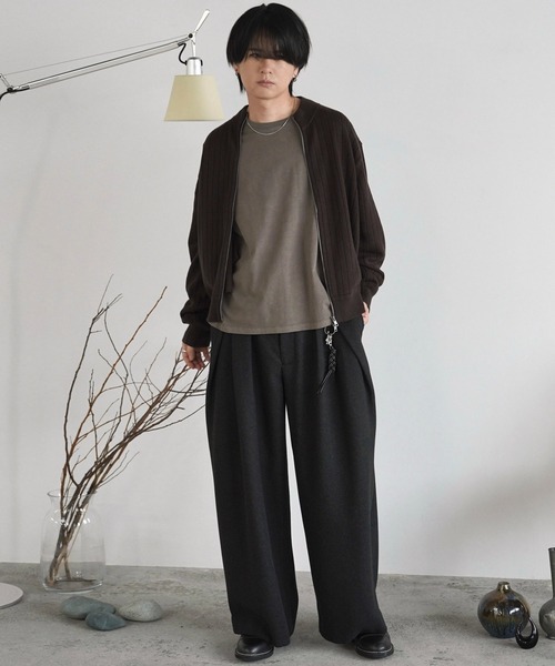 WYM LIDNM（ウィム バイ リドム）の「WIDE RIB SHORT NECK ZIP KNIT