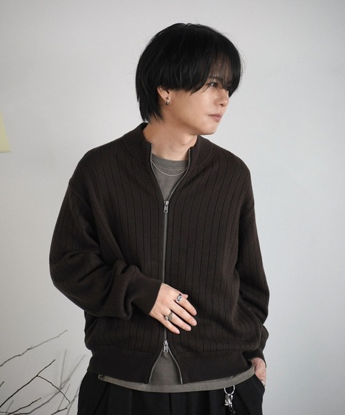 WYM LIDNM（ウィム バイ リドム）の「WIDE RIB SHORT NECK ZIP KNIT