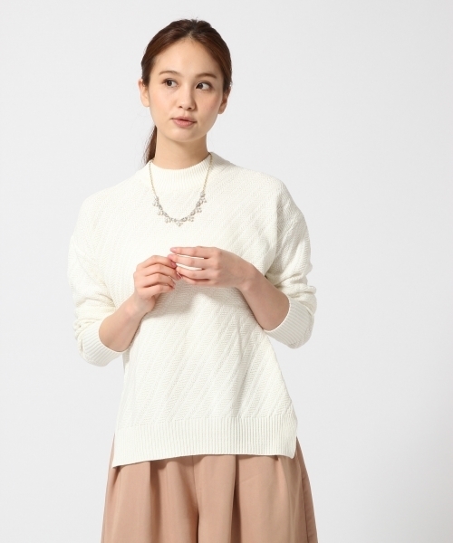 GLOBAL WORK（グローバルワーク）の「5ゲージナナメガラニットプルオーバー/705500（ニット/セーター・レディース・ライトブルー/グレー/ホワイト/ピンク/ネイビー・LARGE/SMALL/MEDIUM）」の2枚目の写真