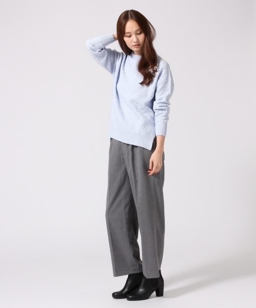 GLOBAL WORK（グローバルワーク）の「5ゲージナナメガラニットプルオーバー/705500（ニット/セーター・レディース・ライトブルー/グレー/ホワイト/ピンク/ネイビー・LARGE/SMALL/MEDIUM）」の18枚目の写真