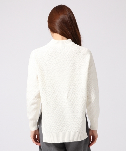 GLOBAL WORK（グローバルワーク）の「5ゲージナナメガラニットプルオーバー/705500（ニット/セーター・レディース・ライトブルー/グレー/ホワイト/ピンク/ネイビー・LARGE/SMALL/MEDIUM）」の9枚目の写真