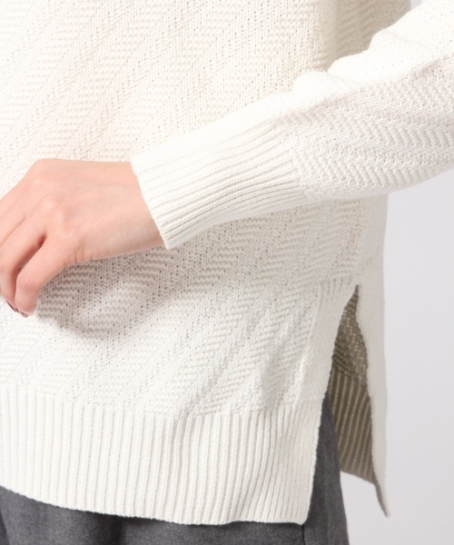 GLOBAL WORK（グローバルワーク）の「5ゲージナナメガラニットプルオーバー/705500（ニット/セーター・レディース・ライトブルー/グレー/ホワイト/ピンク/ネイビー・LARGE/SMALL/MEDIUM）」の12枚目の写真