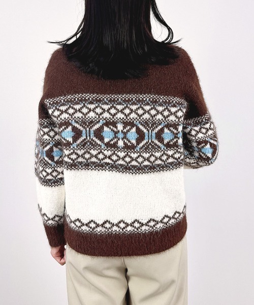 セール】【レトロムード漂うフェアアイル柄】ノルディック柄ハーフ