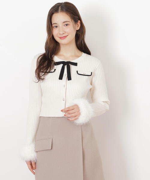 袖フェイクファーカーデトップス ◇袖フェイクファーカーデトップス（ニット/セーター）｜JILL by JILL