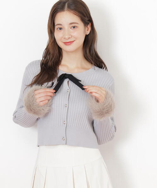 袖フェイクファーカーデトップス ◇袖フェイクファーカーデトップス（ニット/セーター）｜JILL by JILL