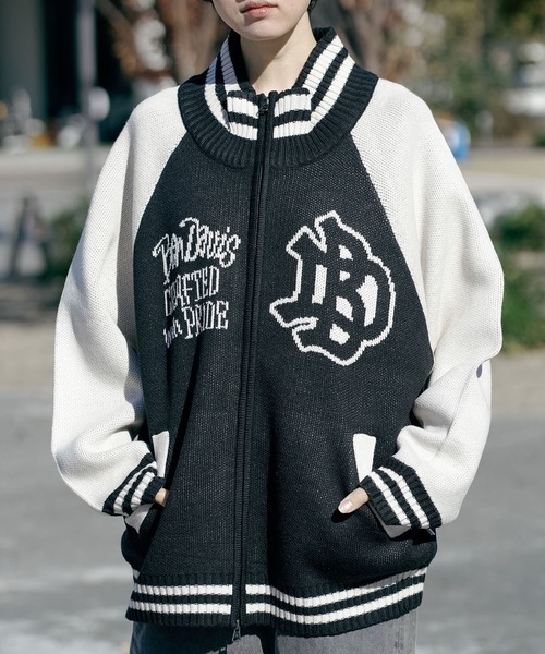 BEN DAVIS（ベンデイビス）の「【BEN DAVIS/ベンデイビス】ジャガードニットカウチン ニットジャケット（ニット/セーター・メンズ・ブラック/ブルー・MEDIUM/LARGE/X-LARGE）」の2枚目の写真