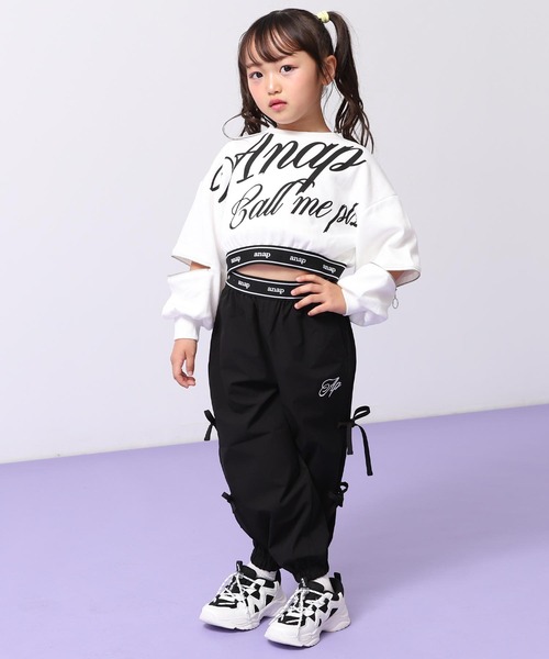 ANAP kids（アナップキッズ）の「サイドリボンシャカジョガーパンツ（その他パンツ・キッズ・ブラック/ライトピンク/ラベンダー・130/110/120）」の6枚目の写真