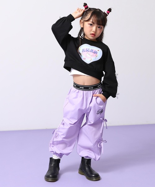 ANAP kids（アナップキッズ）の「サイドリボンシャカジョガーパンツ（その他パンツ・キッズ・ブラック/ライトピンク/ラベンダー・130/110/120）」の9枚目の写真