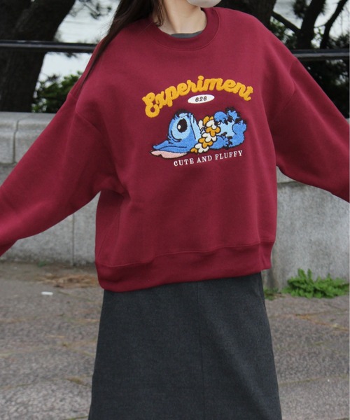 セール】【DISNEY/ディズニー】ミッキーマウス裏起毛サガラ刺繍クルー