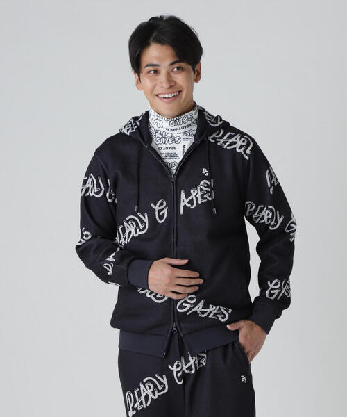 PEARLY GATES(パーリーゲイツ)の「【PEARLY GATES】両面起毛ぷにぷにロゴ柄フルジップフーディ(スウェット・メンズ・ダークインディゴブルー/グレー・MEDIUM/X-LARGE/LARGE)」の1枚目の写真