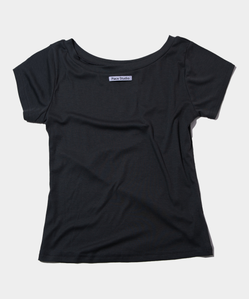 PLACE STUDIO（プレイススタジオ）の「オールインワンアシンメトリーダブル配色レイヤードロングスリーブTシャツセット_2COLOR（Tシャツ/カットソー・レディース・パープル/ブラック/チャコールグレー・FREE）」の5枚目の写真