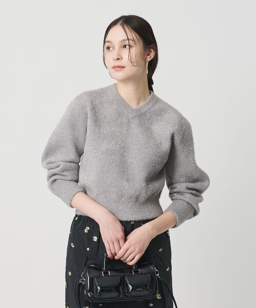 セール】ラメフェザー Vネックニットプルオーバー（ニット/セーター