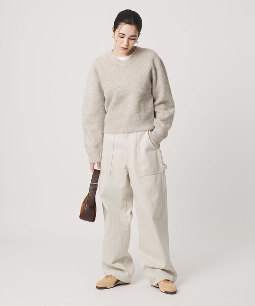 セール】ラメフェザー Vネックニットプルオーバー（ニット/セーター