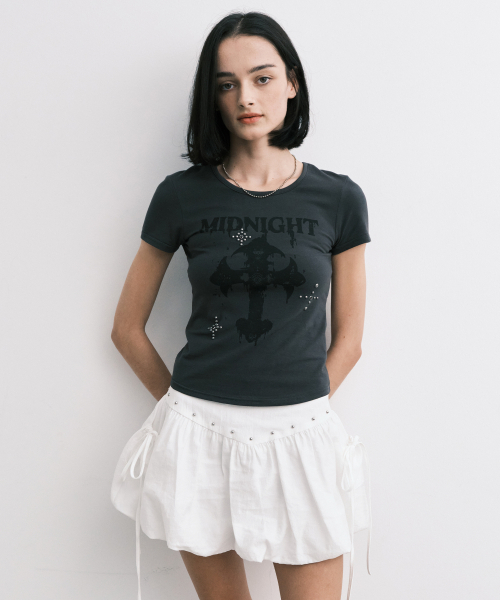 Midnight Move(ミッドナイトムーブ)の「cross t (dark grey)(Tシャツ/カットソー・レディース・その他・FREE)」の1枚目の写真