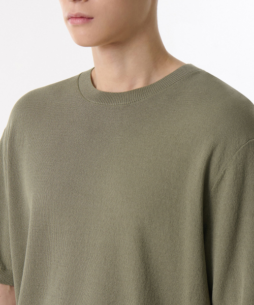 MUSINSA STANDARD（ムシンサスタンダード）の「クールタッチクルーネック半袖ニット[セージ]（ニット/セーター・メンズ・その他・SMALL/MEDIUM/LARGE/X-LARGE/XX-LARGE）」の3枚目の写真