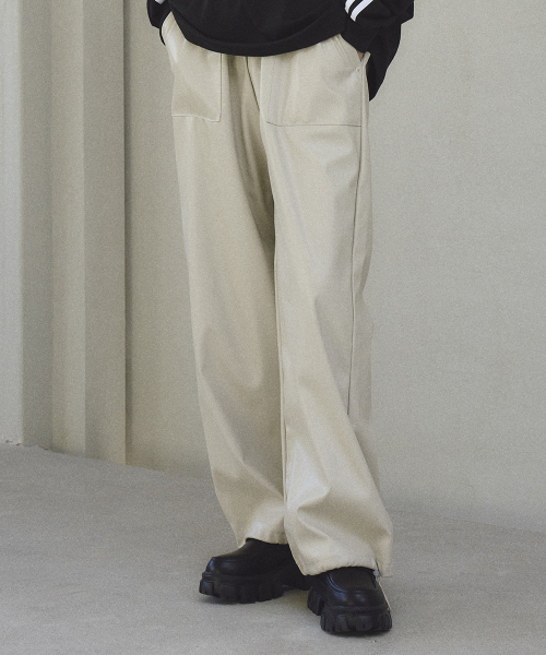 ソフトレザーパンツ [アイボリー]