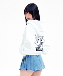 GRAPHIC DETAILED HOOD ZIP-UP WHITE