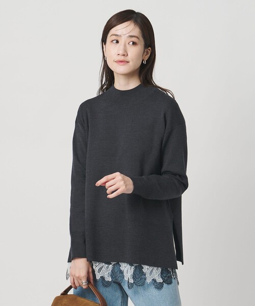 UNITED ARROWS（ユナイテッドアローズ）の「ウールブレンド ハイネックニット ‐ウォッシャブル‐（ニット/セーター・レディース・その他7/その他2/ダークグレー・FREE）」の2枚目の写真