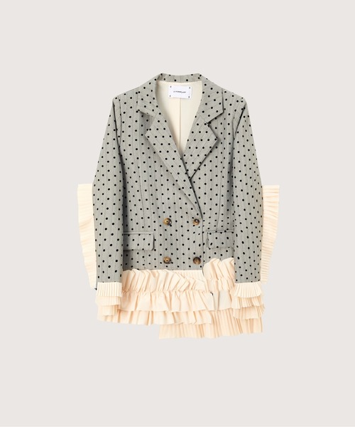 LA POMME petit ラポミ プチ レースフラワーアップリケジャケット LA POMME petit（ラポミ・プチ）の「Lace Flower Gray Jacket レース