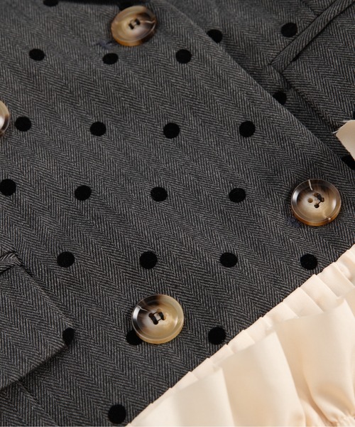 LA POMME petit(ラポミ・プチ)の「Dots Princess Frill Jacket(テーラードジャケット・レディース・グレー/ベージュ/ブルー・MEDIUM/SMALL/LARGE)」の6枚目の写真