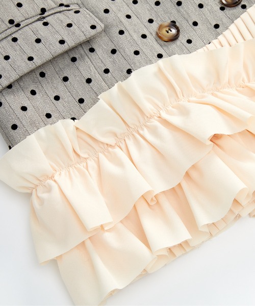 LA POMME petit(ラポミ・プチ)の「Dots Princess Frill Jacket(テーラードジャケット・レディース・グレー/ベージュ/ブルー・MEDIUM/SMALL/LARGE)」の17枚目の写真