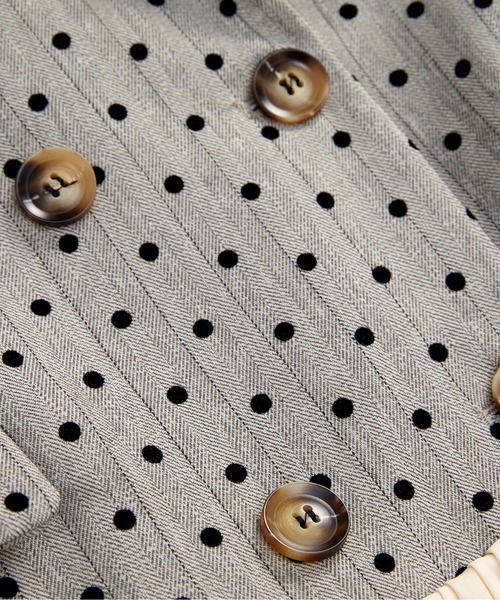LA POMME petit(ラポミ・プチ)の「Dots Princess Frill Jacket(テーラードジャケット・レディース・グレー/ベージュ/ブルー・MEDIUM/SMALL/LARGE)」の16枚目の写真