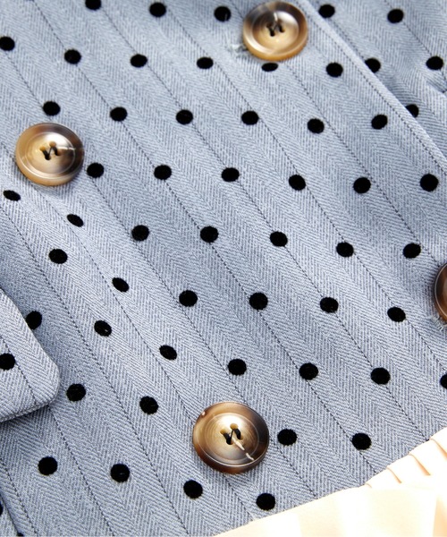 LA POMME petit(ラポミ・プチ)の「Dots Princess Frill Jacket(テーラードジャケット・レディース・グレー/ベージュ/ブルー・MEDIUM/SMALL/LARGE)」の11枚目の写真