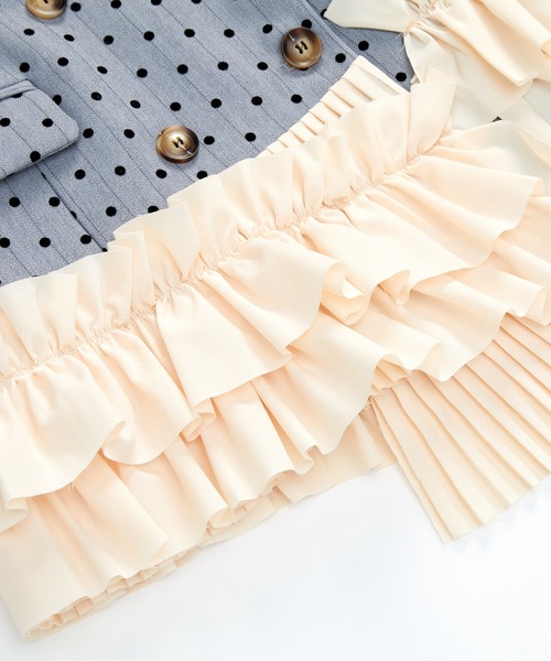 LA POMME petit(ラポミ・プチ)の「Dots Princess Frill Jacket(テーラードジャケット・レディース・グレー/ベージュ/ブルー・MEDIUM/SMALL/LARGE)」の10枚目の写真
