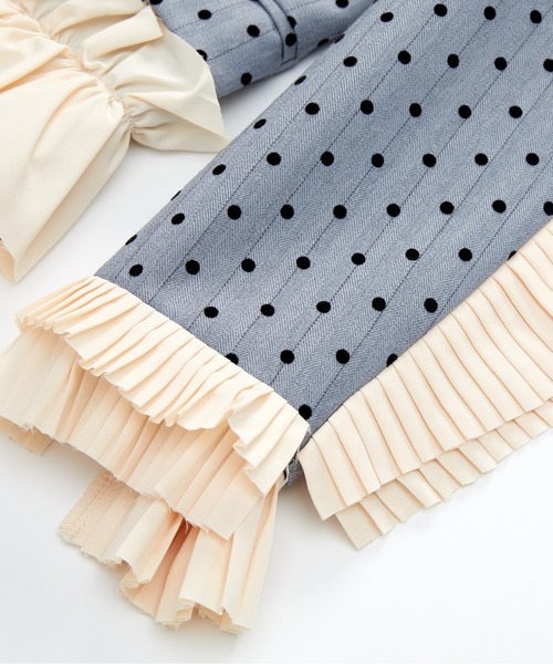 LA POMME petit(ラポミ・プチ)の「Dots Princess Frill Jacket(テーラードジャケット・レディース・グレー/ベージュ/ブルー・MEDIUM/SMALL/LARGE)」の9枚目の写真