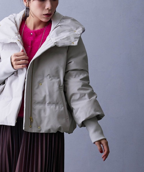 NICOLE white（ニコルホワイト）の「シームレスダウンブルゾン（ダウンジャケット/コート・レディース・ネイビー/モカ/グレー/ブラック・MEDIUM/LARGE）」の18枚目の写真