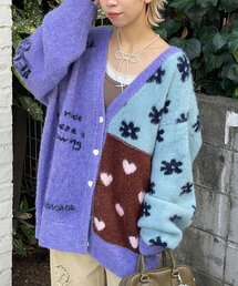 【HELLO.SANFRANCISCO/ハローサンフランシスコ】ジャガードドッキングハート釦カーデ