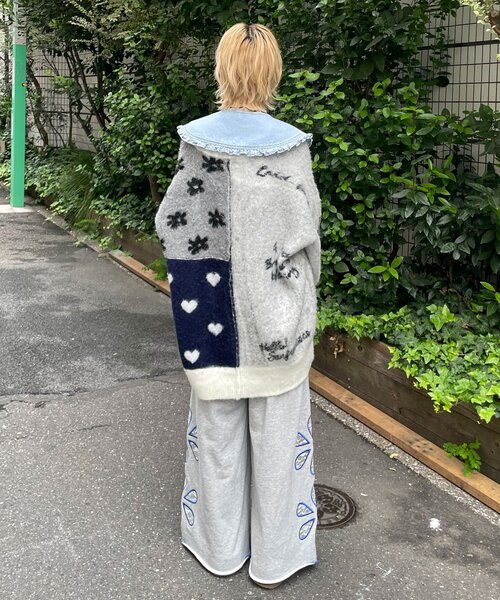 HELLO.SANFRANCISCO（ハローサンフランシスコ）の「【HELLO.SANFRANCISCO/ハローサンフランシスコ】ジャガードドッキングハート釦カーデ（カーディガン/ボレロ・レディース・パープル/ピンク/オフホワイト・ONE SIZE）」の10枚目の写真