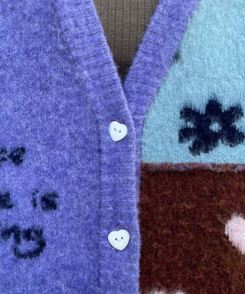 HELLO.SANFRANCISCO（ハローサンフランシスコ）の「【HELLO.SANFRANCISCO/ハローサンフランシスコ】ジャガードドッキングハート釦カーデ（カーディガン/ボレロ・レディース・パープル/ピンク/オフホワイト・ONE SIZE）」の22枚目の写真