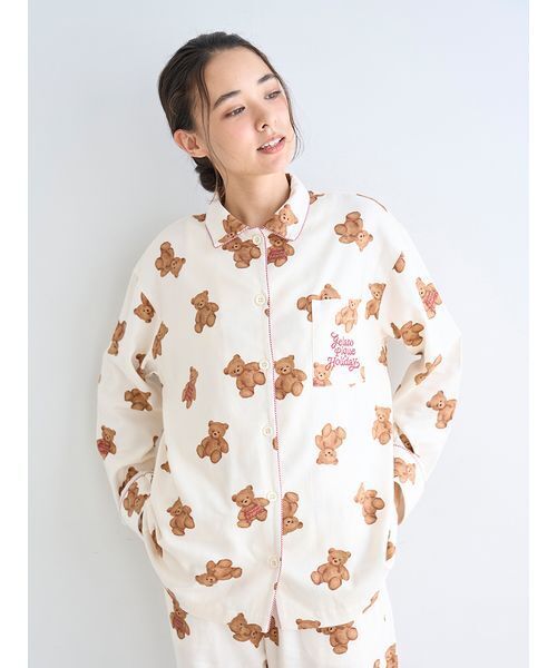 セール】【HOLIDAY】ベア柄ネルシャツ（ルームウェア/パジャマ