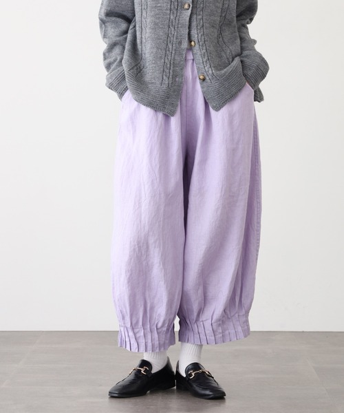 ubasoku(ウバソク)の「ubasoku 裾変形ピンタックワイドシルエット裏付パンツ(その他パンツ・レディース・ブラック/バイオレット/ベージュ・FREE)」の3枚目の写真