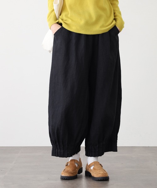 ubasoku(ウバソク)の「ubasoku 裾変形ピンタックワイドシルエット裏付パンツ(その他パンツ・レディース・ブラック/バイオレット/ベージュ・FREE)」の4枚目の写真