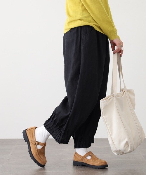 ubasoku(ウバソク)の「ubasoku 裾変形ピンタックワイドシルエット裏付パンツ(その他パンツ・レディース・ブラック/バイオレット/ベージュ・FREE)」の6枚目の写真