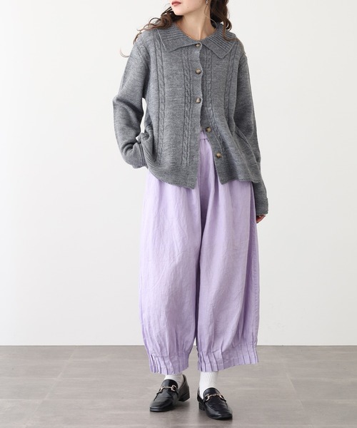 ubasoku(ウバソク)の「ubasoku 裾変形ピンタックワイドシルエット裏付パンツ(その他パンツ・レディース・ブラック/バイオレット/ベージュ・FREE)」の15枚目の写真