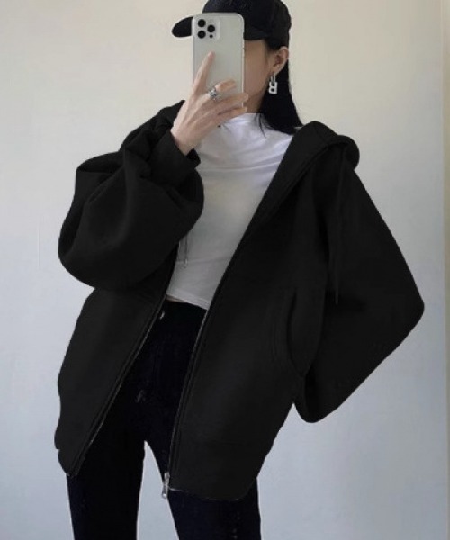 [裏起毛] Оверсайз джиппарка с флисом внутри (zip‑parka)